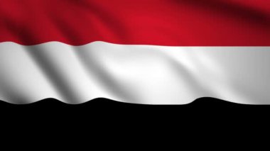 Yemen bayrağı rüzgarda sallanan hareket videosu. Bayrak Kapanışı 1080p Hd görüntüleri