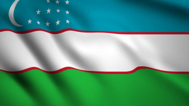 Uzbekistan Flag Motion Video Waving Wind Flag Closeup 1080P Footage — Stock Video