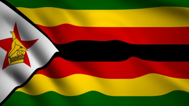 Zimbabwe Vlag Motion Video Zwaaiend Wind Vlaggensluitingen 1080P Beelden — Stockvideo