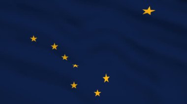 Alaska Usa bayrağı rüzgarda dalgalanıyor