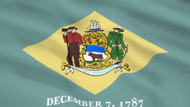 Delaware Drapeau Des Etats Unis Agitant Vent — Video