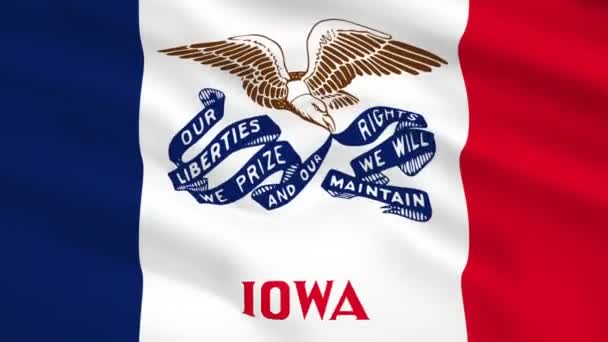 Iowa Bandeira Dos Eua Acenando Vento — Vídeo de Stock