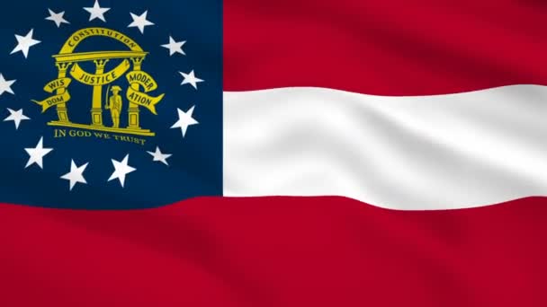 ジョージアアメリカの旗が風になびく — ストック動画