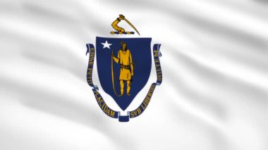 Massachusetts Usa bayrağı rüzgarda dalgalanıyor