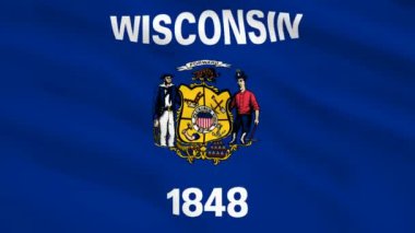 Wisconsin Usa bayrağı rüzgarda dalgalanıyor