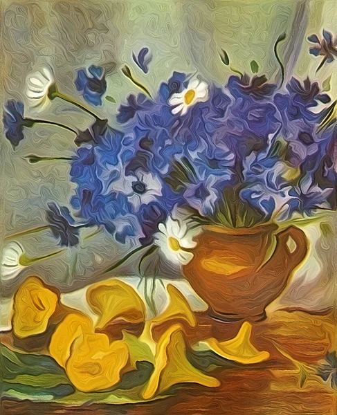 Pintura Óleo Las Hermosas Flores —  Fotos de Stock