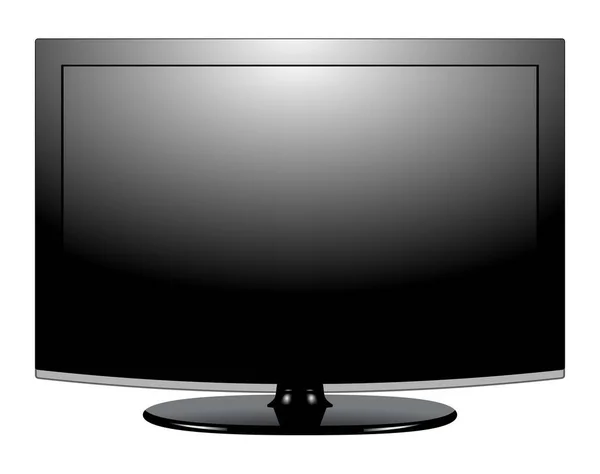 Pantalla Televisión Led Negra Blanco Sobre Fondo Vector — Vector de stock