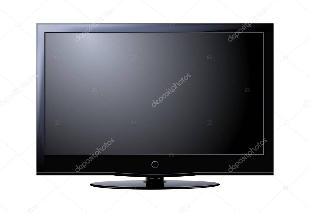Black LED television screen blank on background. Vector