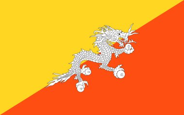 Bhutan bayrağı. Vektör illüstrasyonu