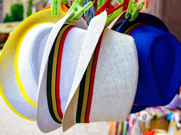 Coloridos Sombreros Verano Venta — Foto de Stock