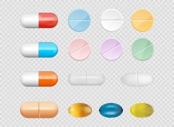 Векторная Иллюстрация Различных Лекарственных Средств Таблеток Таблеток Заднем Плане — стоковый вектор