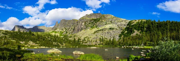 Panoramic View Lake Mountains Natural Park Ergaki Siberia Russia — Stock Photo, Image