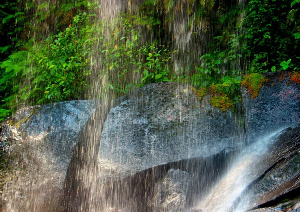 Cachoeira Floresta Tropical Fundo Natural Desfocado — Fotografia de Stock