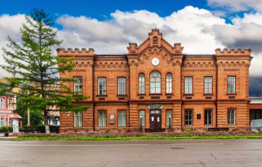 Minusinsk, Krasnoyarsk Krayı, Rusya Federasyonu - 15 Temmuz 2018: Martyanov Doğal Tarih Müzesi (Museum of yerel Lore) Rusya, Sibirya Minusinsk merkezi kasabasında