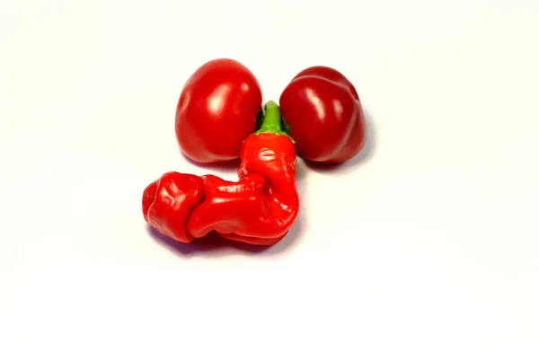 Two Types Red Chili Peppers Make Penis Testicles Chilli Willy — Stockfoto