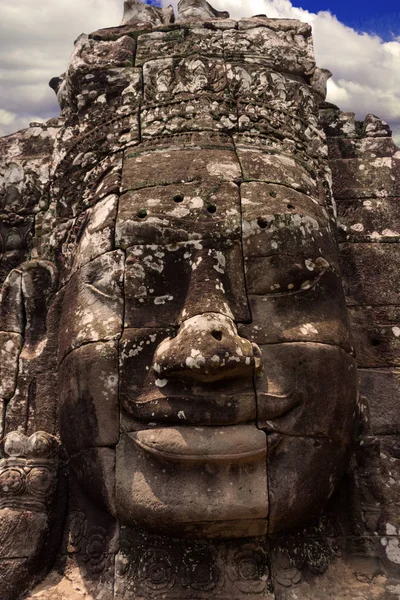 Volto Scolpito Pietra Tempio Bayon Nel Complesso Angkor Wat Nella — Foto Stock