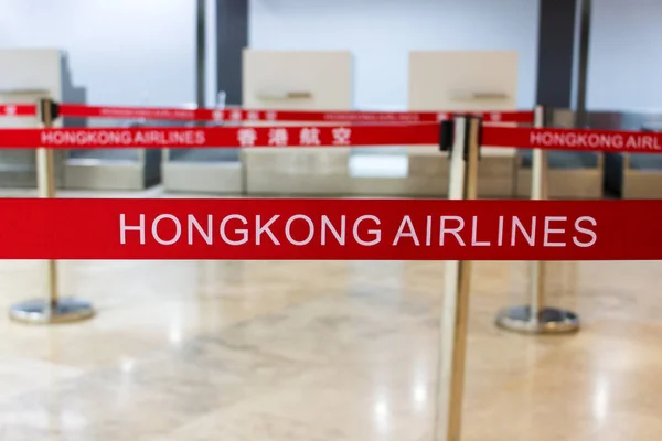 Manila Philippines October 2018 Close Red Tape Hongkong Airlines Inscription — Stock Photo, Image