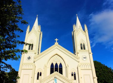 Beyaz tertemiz Concepcion katedralde Puerto Princesa, Palawan Adası Filipinler. İspanyol sömürgeciliğin mirası Turistik Puerto Princesa City yer.