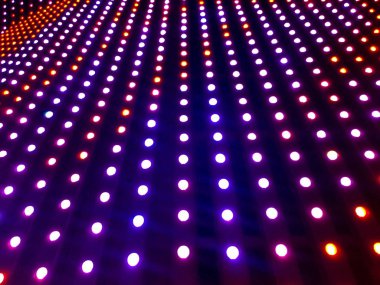 LED duvar yumuşak odaklanılan soyut. Satır neon ışık Ampüller koyu arka plan üzerinde. Kızdırma mavi, kırmızı ve mor tonları