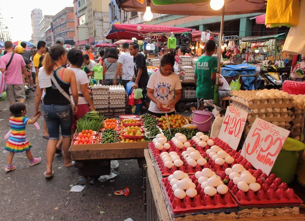 Manila Fülöp Szigetek 2018 Szeptember Forgalmas Utcai Piac Chinatown Manila — Stock Fotó