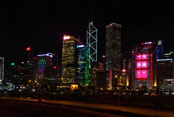 Hong Kong Cina Ottobre 2018 Panorama Del Paesaggio Urbano Notte — Foto Stock