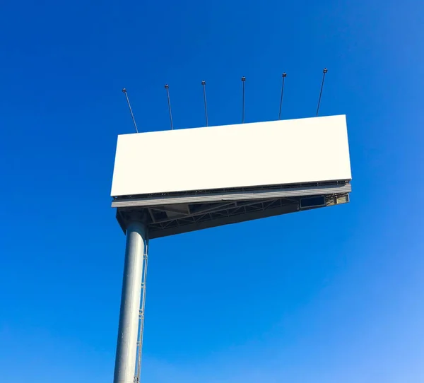 Mock Blank White Billboard Background Blue Sky Outdoor Triangle Billboard — Stock Photo, Image