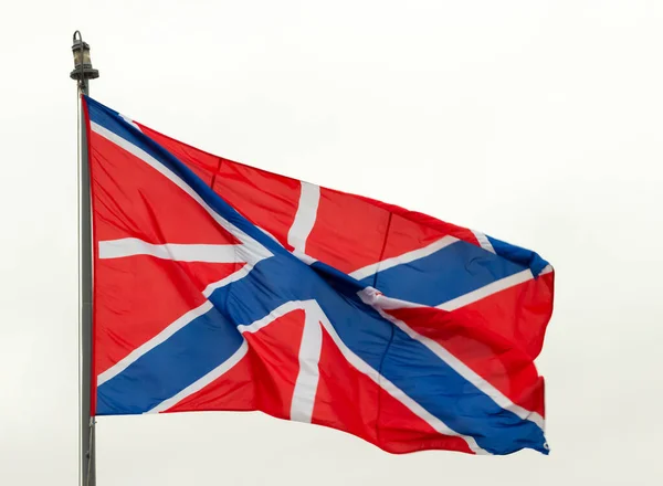 Defokussiert Auf Wind Schwenken Jack Marine Flagge Und Festung Flagge — Stockfoto