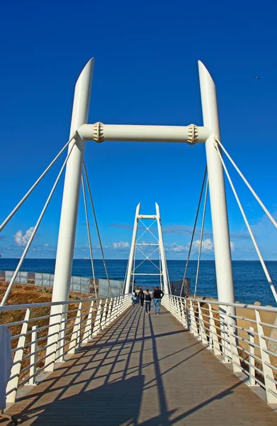 Passerella Con Fune Che Conduce All Oceano Atlantico Casablanca Marocco — Foto Stock