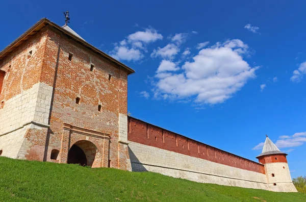 Vista Torre Portão Salvador Com Parede Kremlin Zaraysk Kremlin — Fotografia de Stock