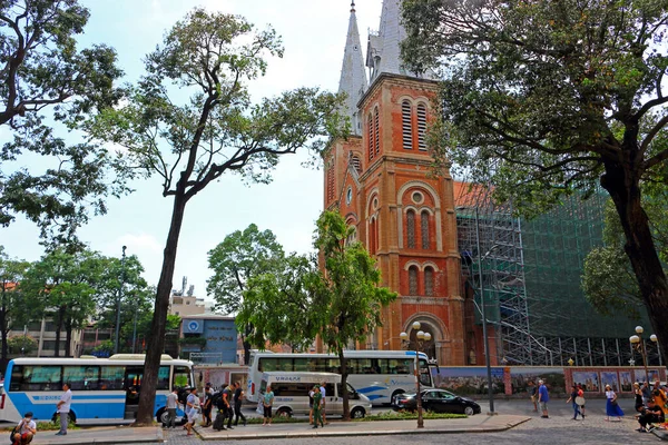 Chi Minh City Vietnam Mars 2019 Rekonstruktion Katedralen Notre Dame — Stockfoto