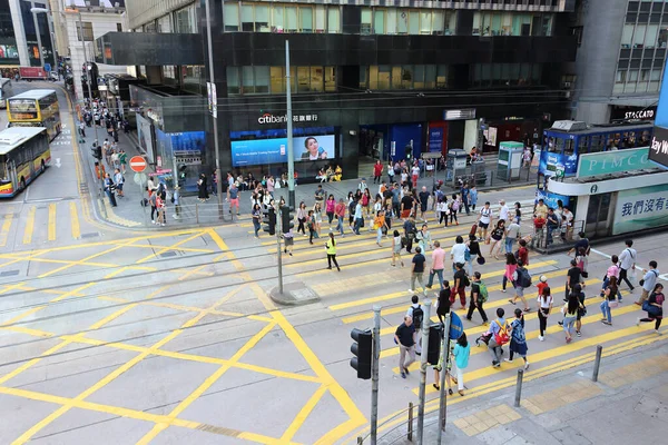 Hong Kong China Octubre 2018 Cruce Muy Concurrido Distrito Central — Foto de Stock