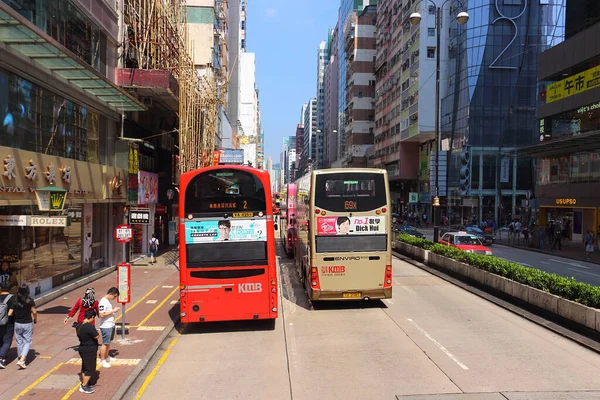 Hong Kong China Octubre 2018 Autobuses Dos Pisos Las Soleadas — Foto de Stock