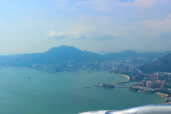 Letecký Pohled Krajinu Nad Hong Kongskými Ostrovy Letadla Obloha Mraky — Stock fotografie