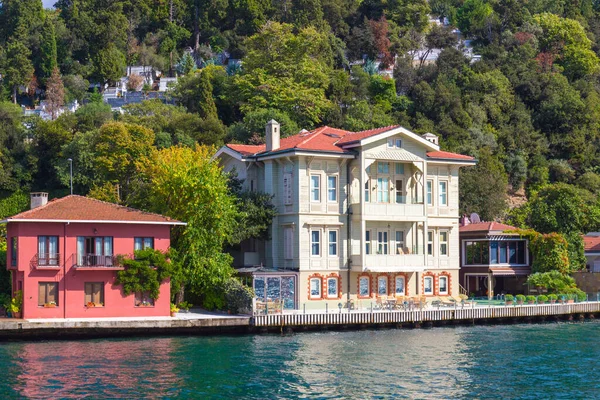 Istanbul Turkiet Oktober 2019 Landskap Med Mysiga Hus Vid Bosforssundet — Stockfoto