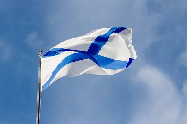 Bandera San Andrés Ondeando Sobre Fondo Azul Del Cielo Alférez — Foto de Stock