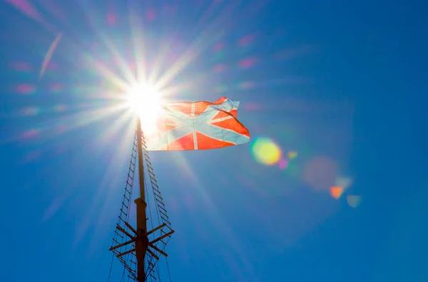 Winken Auf Wind Jack Marinefahne Und Festung Flagge Von Russland — Stockfoto