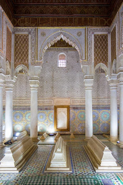Marrakesch Marokko Oktober 2019 Saadische Gräber Marrakesch Marokko Die Kammer — Stockfoto