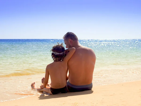 Padre Hijo Vacaciones Verano Cerca Playa — Foto de Stock