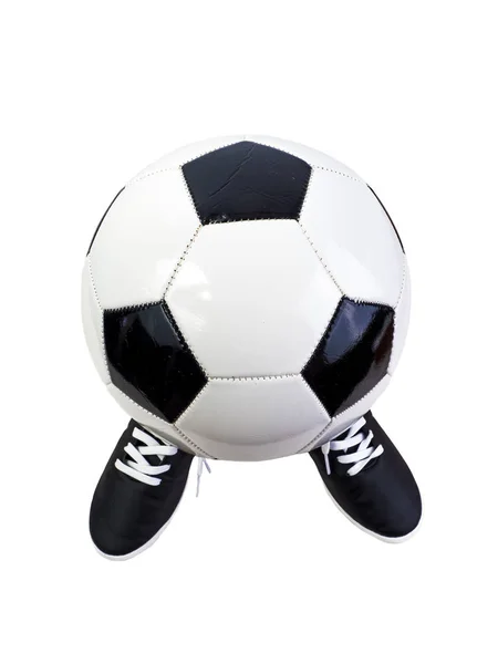 Sport Fußball Fußball Und Sportgerätekonzept Nahaufnahme Von Ball Und Schuhen — Stockfoto