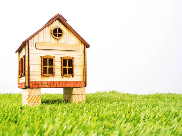 Model Traditional Wooden House Stilts Wooden House Toy Sand Snow — Stock Photo, Image