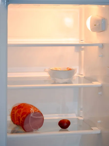 Empty Refrigerator Little Food Home Refrigerator — Stock Photo, Image
