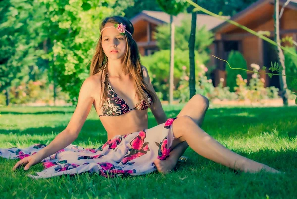 Porträt Einer Schönen Netten Brünetten Teenager Model Mit Make Poreo — Stockfoto