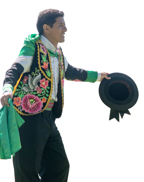 Retrato Hombre Bailando Huayno Género Musical Tradicional Típico Región Andina — Foto de Stock