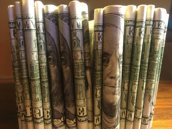 Stack Rolled Dollar Bills — Stock Photo, Image