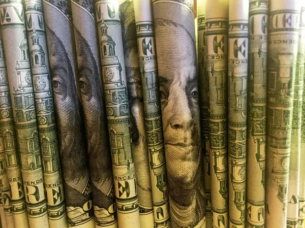 Stack Rolled Dollar Bills — Stock Photo, Image