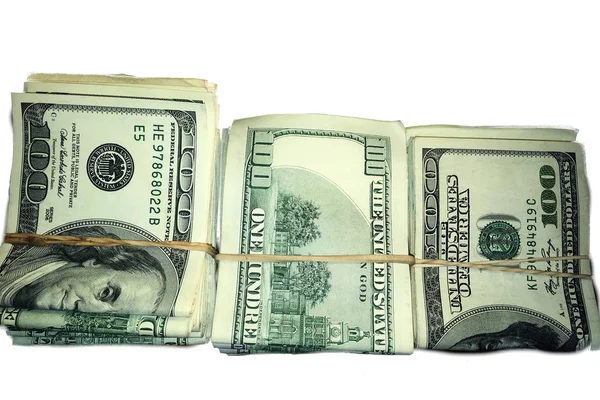 Stack Rolled Dollar Bills White Background — Stock Photo, Image