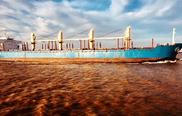 Statek Towarowy Żeglugi Rzece Parana Buenos Aires Argentyna — Zdjęcie stockowe