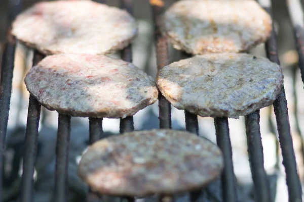 Detail Grilled Hamburgers Barbecue — Stock Photo, Image