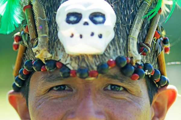 Портрет Невідомого Носити Традиційний Одяг Перуанський Танці Анаконда Танцю Музичний — стокове фото