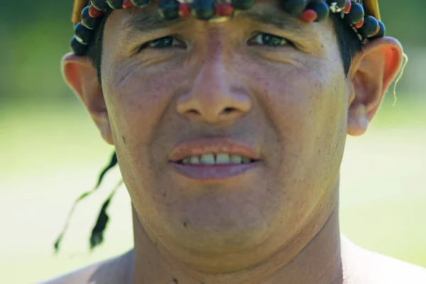 Portrait Man Wearing Traditional Peruvian Clothing Dancing Anaconda Dance Musical — Stock Photo, Image